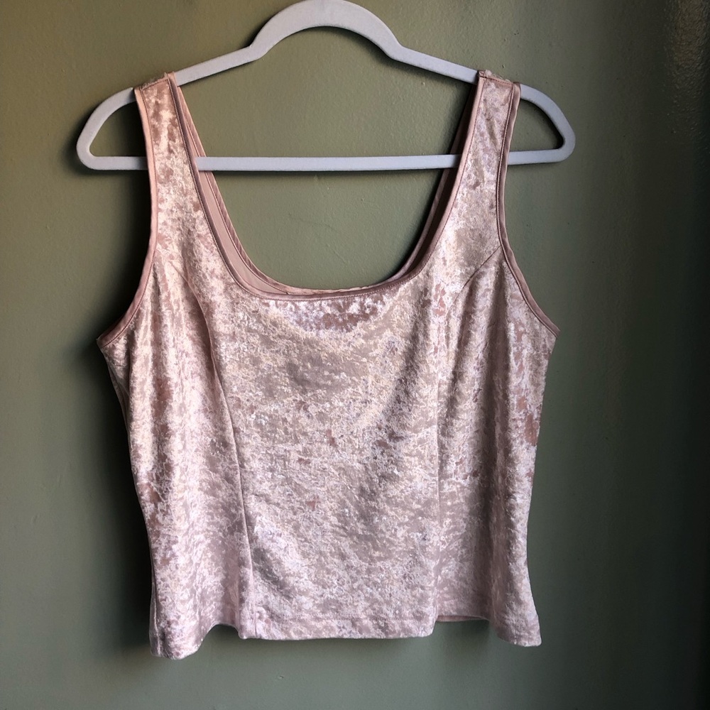 Victoria Secret Cami Tank Top Lg Crushed Velvet Pink Cropped Size: L